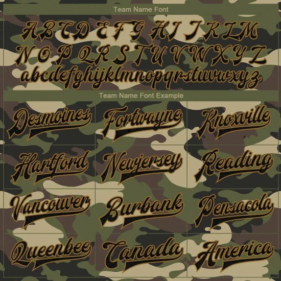 Custom Camo Black-Old Gold Jungle Camouflage 3D Bomber Full-Snap Varsity Letterman Salute To Service Jacket