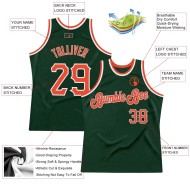 Custom Hunter Green Orange-White Authentic Throwback Basketball Jersey