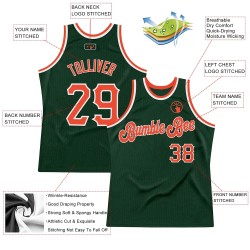 Custom Hunter Green Orange-White Authentic Throwback Basketball Jersey