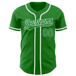 Custom Grass Green White Authentic Baseball Jersey