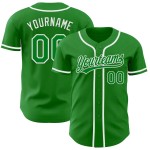 Custom Grass Green White Authentic Baseball Jersey Custom Grass Green White Authentic Baseball Jersey