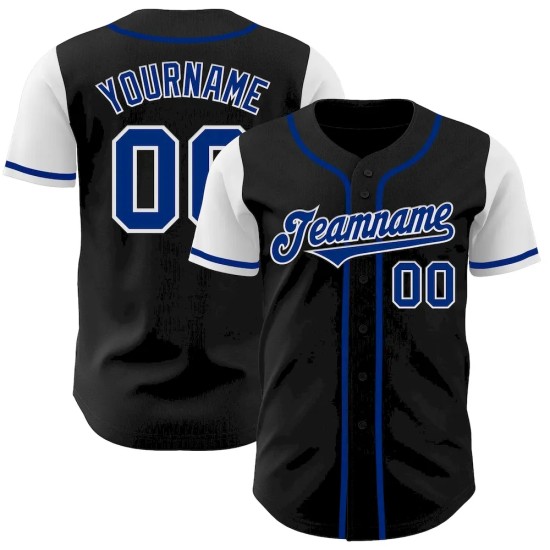 Custom Black Royal-White Authentic Two Tone Baseball Jersey