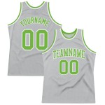 Custom Gray Neon Green-White Authentic Throwback Basketball Jersey