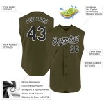 Custom Olive Black-White Authentic Sleeveless Salute To Service Baseball Jersey