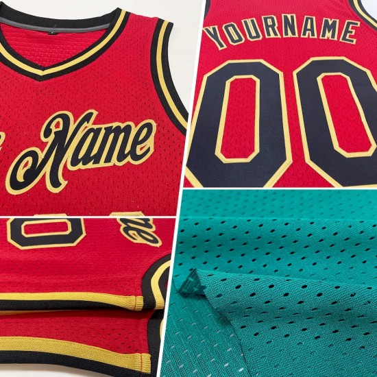 Custom Teal Orange-White Authentic Throwback Basketball Jersey