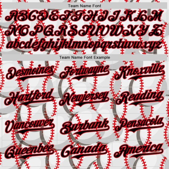 Custom White Black-Fire Red Comic Doodle Ballgame 3D Pattern Design Authentic Baseball Jersey