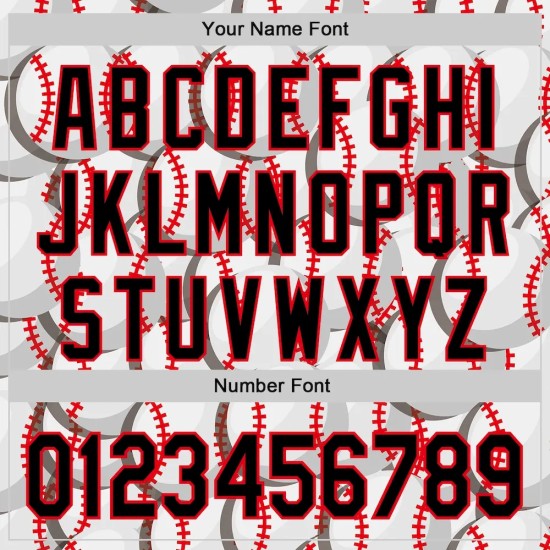 Custom White Black-Fire Red Comic Doodle Ballgame 3D Pattern Design Authentic Baseball Jersey
