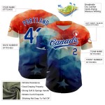 Custom Red Royal-White 3D American Flag Patriotic Authentic Baseball Jersey