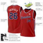 Custom Red Navy-White Authentic Throwback Basketball Jersey