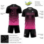 Custom Black Pink Pinstripe Fade Fashion Sublimation Soccer Uniform Jersey