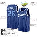 Custom Royal White Pinstripe Light Blue-White Authentic Basketball Jersey