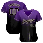 Custom Purple Black-Cream Authentic Fade Fashion Baseball Jersey