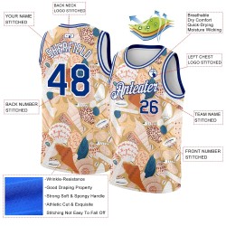 Custom City Cream Royal-White 3D Pattern Beach Seashells And Starfishes Authentic Basketball Jersey Custom City Cream Royal-White 3D Pattern Beach Seashells And Starfishes Authentic Basketball Jersey