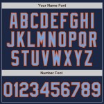 Custom Navy Powder Blue-Orange 3 Colors Arm Shapes Authentic Baseball Jersey