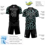 Custom Black Ice Blue-White Abstract Network Splash Sublimation Soccer Uniform Jersey