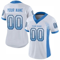 Custom White Powder Blue-Black Mesh Drift Fashion Football Jersey Custom White Powder Blue-Black Mesh Drift Fashion Football Jersey